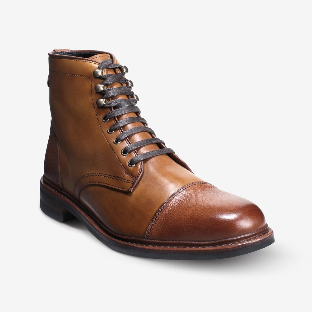 Sam Edelman Landon Men's Cap-toe Boot Brown | UK-4579360